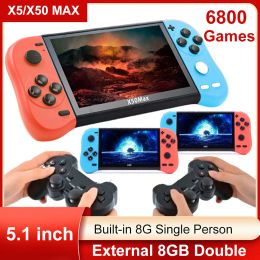 Joueurs X50 / X50 MAX 8 Go Handheld Game Console 6800 Classic Games 5.1 pouces Retro TV Game Player pour NES GBA GBC Bin GB 10 Simulator