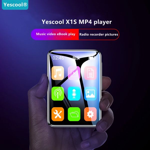 Reproductores Yescool X1S Pantalla IPS táctil completa Bluetooth Video multilingüe Música Reproducción de velocidad variable Radio FM Ebook Grabación de voz Reproductor MP4
