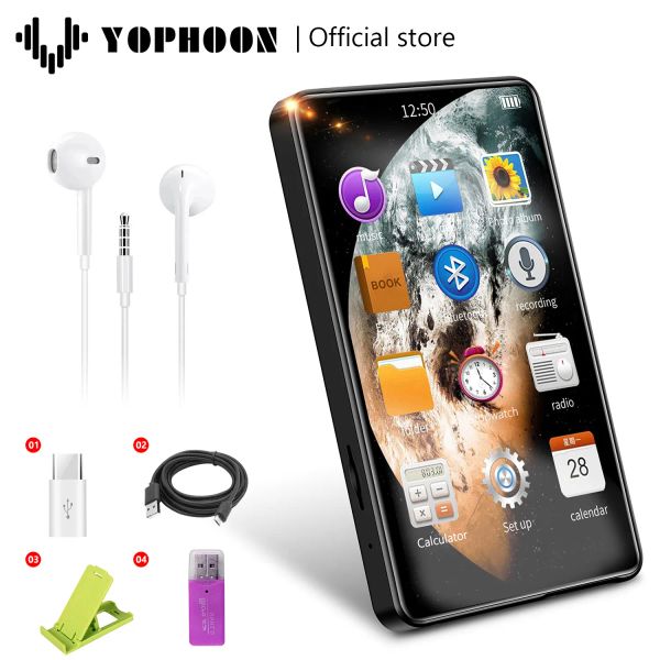 Joueurs Yophoon 4 pouces HD MP3 MP4 Player Full Touch Screen Bluetooth 5.0 Walkman 16GB Haut-parleur intégré Lecteur de musique FM Radio Record Ebook