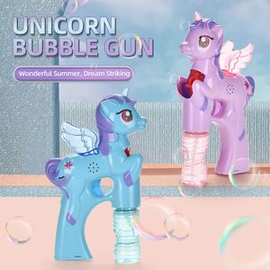 Sac ludique Enfants Unicorn Bubble Gun Toy mignon musicale Light-Up Animal électrique Savon Solon