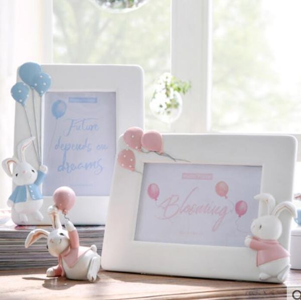 Foto de conejo juguetón, regalo de boda, marco de fotos creativo coreano, conjunto de marcos de fotos, decoración de marco combinado de día conmemorativo