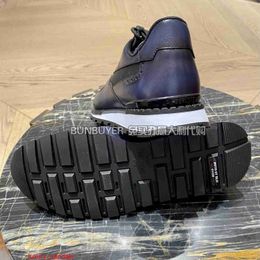 Baskets en cuir Playoff BERLUTI chaussures décontractées pour hommes Berluti Fasttrack couleur peau de vache et Nylon sculpté chaussures de sport pour hommes HBZT