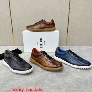 Playoff Leather Sneaker BERLUTI Chaussures décontractées pour hommes Chaussures décontractées à la mode pour hommes Chaussures de sport à lacets coupe basse Style chaussures d'entraînement allemandes HB5E