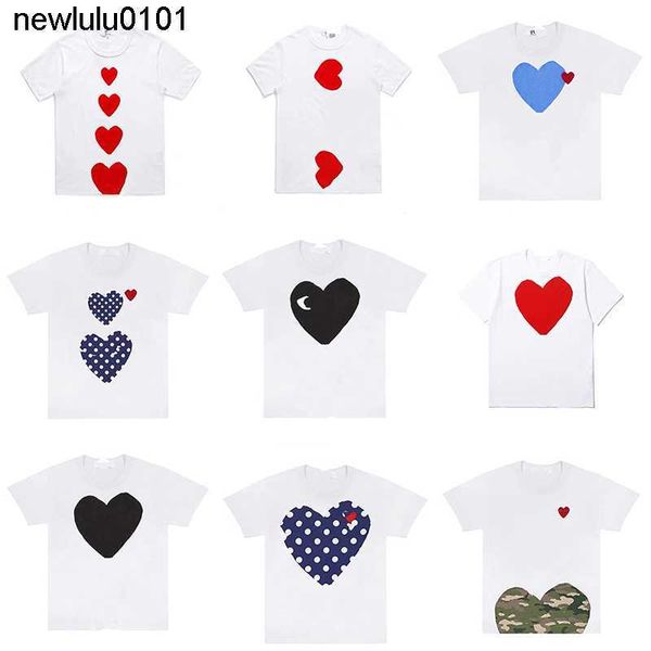 Diseñador de obras de teatro Camisetas para hombre Ojos de amor bordados para niños Algodón puro Corazón rojo blanco Camisetas de manga corta para niños y niñas Camiseta informal suelta Tamaño superior