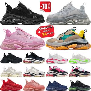 Hommes Femmes Toile Triple S Designer Robe Chaussures De Luxe Plateforme Baskets 06Balencaigaitiy-1 Semelle Transparente Sneaker Noir Blanc Gris Argent Rouge Rose Bleu Baskets Pour Hommes