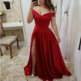 PLEAT PROM 2021 Vestidos de noche de fiesta Vestido Noiva SEREIA ROBE DE SOIREE Satin Side Slit Sexy Long Vestido