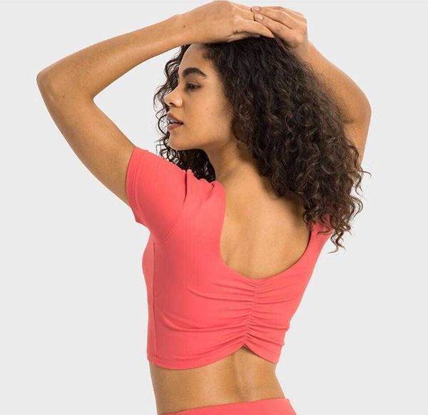 Back plissé Yoga LU-357 Tops Sports Sports Couchés à manches Slim polyvalentes Slim Running Fitness Gym Clothes Women Hot Vente la nouvelle liste
