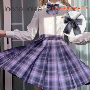 Plissé harajuku preppy style été femme jupe plaid kawaii y2k hauteur dance bow mini mignon uniformes scolaires japonais 240419