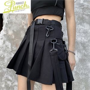 Mini jupes plissées femmes noir taille haute Vintage mode coréenne Jupe d'été 2021 Sexy courte solide Jupe Pph218 Y1214