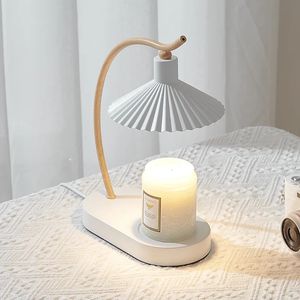 Abat-jour plissé bougie fusion lampe de table bougie lampe chauffante bougie sûre fondre lumière plus chaude interrupteur dimm avec minuterie parfum d'intérieur 231228