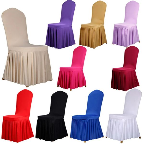 Housses de chaise à jupe plissée, en Polyester, pour fête, mariage, Banquet, décoration d'hôtel, de maison, de mariage