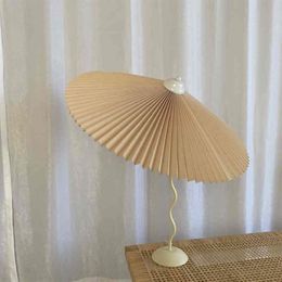 Lampe de Table parapluie plissée Ins balançoire en fer forgé chambre principale salon lampe de chevet E14 lampe pour chambre H2204232641