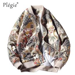 Plegie Broderie Baseball Veste De Mode Streetwear Automne Hiver Zipper Bomber 4XL 5XL Plus La Taille Manteaux Et s 210914