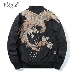 Plegie Spring High Street Phoenix Borduurwerk Jas Coat Plus Size Casual Uitloper Hip Hop Bomber Jassen XS-XXXL Drop Shipping