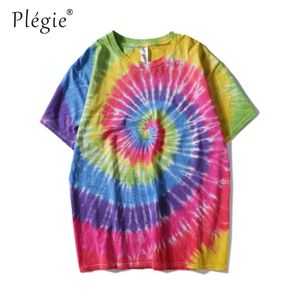 Plegie Tie Dyeing Hip Hop T-shirt Hommes Femmes 2018 Été Col Rond Hommes Motif Irrégulier T-shirts coton Tee Shirts 8 Couleurs