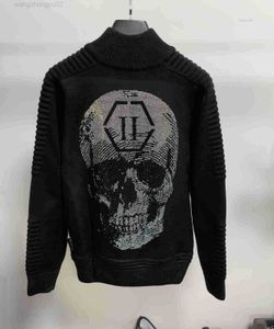 Plein Bear Suéteres para hombre Cárdigan LS Intarsia Skull Pp Tejidos para hombre Letras Budge Rhinestone Sudadera unisex Hombres Tops Ropa de punto Pp167