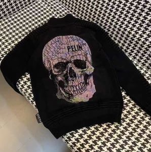 Plein Bear Sweaters para hombres Cárdigan LS Intarsia Skull PP Sweaters de hombre Knits Letters Budge Rhinestone Unisex Sweatshirt Men Tops Knit Clothing PP168