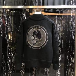 PLEIN BEAR PULLOVER COL ROND LS INTARSIA SKULL PP Hommes Chandails Manches Longues Tricots Lettres Budge Strass Mode Unisexe Sweat Hommes Tops Tricot Vêtements PP163