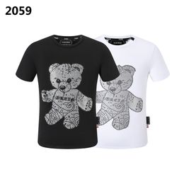 PLEIN OSO CAMISETA Diseñador para hombre Camisetas Ropa de marca Rhinestone PP Cráneo Hombres CAMISETA CUELLO REDONDO SS TEDDY GLASS Y PLEIN CON CRISTALES Hip Hop Camiseta Top Tees 161228