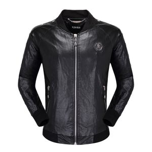 Plein beer winter herfst mannen jasje slanke faux lederen motorfiets PU faur jassen lange mouw bovenkleding jassen 84163