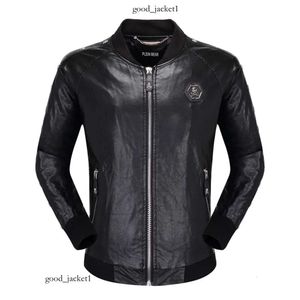 Plein Bear Winter Automne Men Men Mabin Veste Slim Faux Motorcycle en cuir Pu Fauts Vestes à manches extérieures à manches longues 736