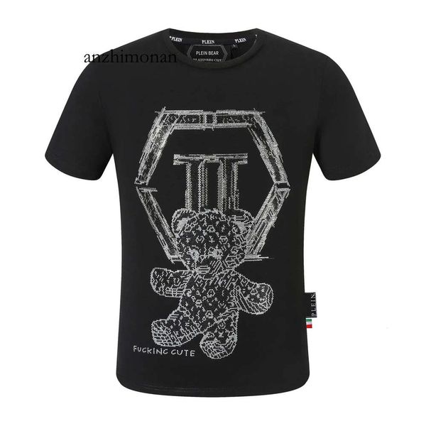 Pleins CAMISA Diseñador para hombre OSO Phillip T Camisetas Hombres Philipps Diseñador Camiseta Diseñador liso Ropa de marca Rhinestone PP Cráneo Hombres CAMISETA REDONDA N 378