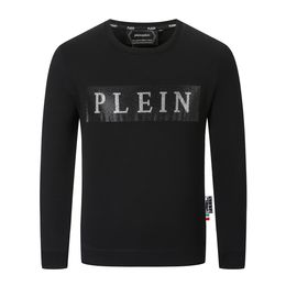 pleinxplein ontwerp herenkapsels sweatshirts casual losse plein brief katoenkap sweatshirt street unisex kap pullover zwart 8626