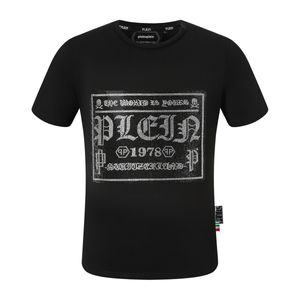 pleinxplein design T-shirts pour hommes Designer slim fit pp T-shirt Été strass Col rond plein shirt Skulls Streetwear noir 2072 couleur