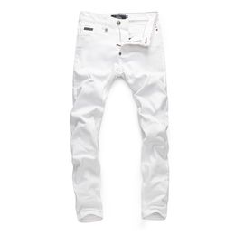 pleinxplein pp heren jeans origineel ontwerp witte kleur rechte top stretch slanke plein denim jeans pant casual 310