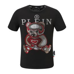 pleinxplein pp T-shirts pour hommes Design original Chemise d'été plein T-shirt pp coton strass chemise manches courtes 143 noir blanc couleur