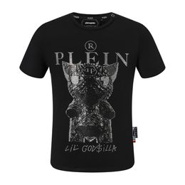 pleinxplein pp T-shirts pour hommes Design original Chemise d'été plein T-shirt pp coton strass crâne motif chemise à manches courtes 2068 couleur