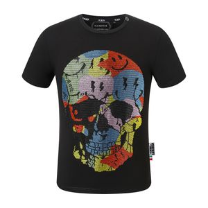 pleinxplein pp T-shirts pour hommes Design original Chemise d'été plein T-shirt pp coton strass chemise à manches courtes 144 noir blanc couleur