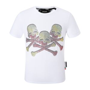 pleinxplein pp T-shirts pour hommes Design original Chemise d'été plein T-shirt pp coton strass crânes motif chemise à manches courtes 2067 couleur