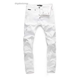 pleinxplein PP hommes jean design Original couleur blanche haut droit Stretch slim plein denim jean pantalon décontracté 310