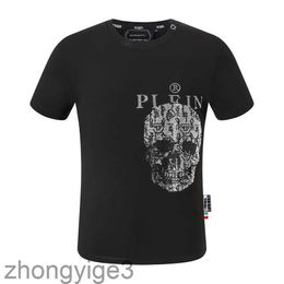 pleinxplein pp T-shirts pour hommes Design original Chemise d'été plein T-shirt pp coton strass chemise à manches courtes 123 couleur noir blanc