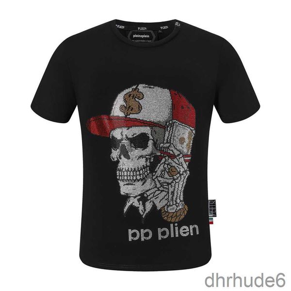 Pleinxplein Pp Camisetas para hombre Diseño original Camisa de verano Camiseta Plein Algodón Rhinestone Calaveras Patrón Manga corta 2066 Color YPTM