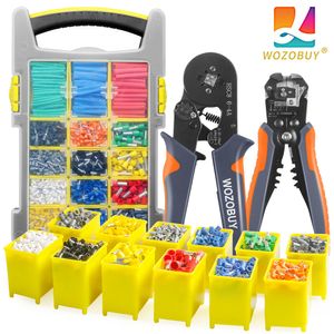 Alicates Herramienta de crimpadora de férula Kit de crimpado de trinquete Alicate pelacables o juego con conectores 230627