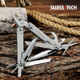 Pinze SWISS TECH 17 in 1 Pinza multiuso in acciaio inossidabile Spelafili pieghevole Multitool Pocket Outdoor Camping Survival Tool 230609