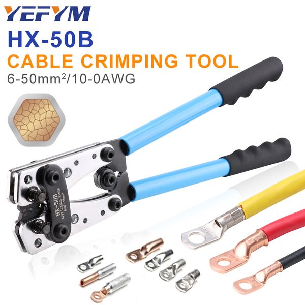 Pinces Tube Terminal Pince à sertir Hex Crimp Tools HX-50B Pinces 6-50mm²AWG 10-0 Multitool Batterie Câble Cosse Câble Outils à main YEFYM 230620