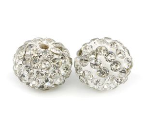 PLOYMER CLAY SHAMBHALA Disco Ball Beads à moitié percée Round 6 rangées Perles de Shamballa en cristal de cristal pour la boucle d'oreille faisant 100pcsbag7517489