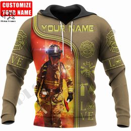 PLstar Cosmos 3DPrinted est Pompier Nom personnalisé Unique Hrajuku Streetwear Unisexe Casual Funny Hoodies Zip Sweatshirt B 10 220713