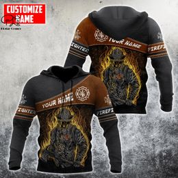 Plstar cosmos 3dprinted est firefighter aangepaste naam unieke hrajuku streetwear unisex casual grappige hoodies zip sweatshirt b 15 220713