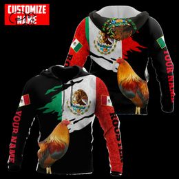 PLstar Cosmos 3DPrinted est Mexique Coq Nom Personnalisé Unique Hommes Femmes Hrajuku Streetwear Casual Hoodies Zip Sweat A 4 220714gx