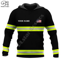 Plstar cosmos brandweerlieden aangepaste naam 3D geprinte hoodies sweatshirts zip hooded voor mannen vrouwen casual streetwear f05 220707