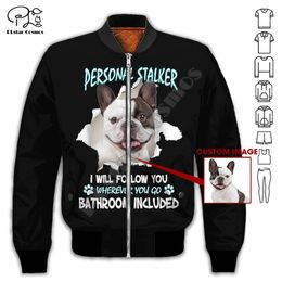 Plstar Cosmos French Bulldog 3D Gedrukte Flight Bomber Jackets Coat Tracksuit Winter Dikke Oversized Casual Long Sleeve Style F28 220704