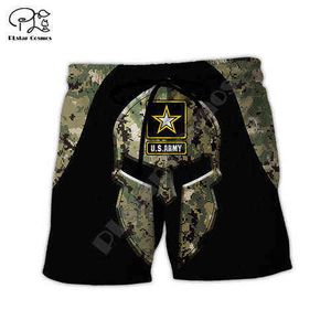 Plstar Cosmos Nieuwste Amerikaanse Militaire Marine Army Pak Soldier Camo 3D Print Streetwear Summer Casual Beach Shorts Korte Broek A-2 H1210