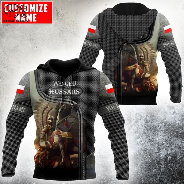 PLstar Cosmos Polish Winged Hussar Cavalier Tattoo Nombre personalizado Chándal 3DPrint Hombres Mujeres Harajuku Pullover Casual Hoodies A13 220704