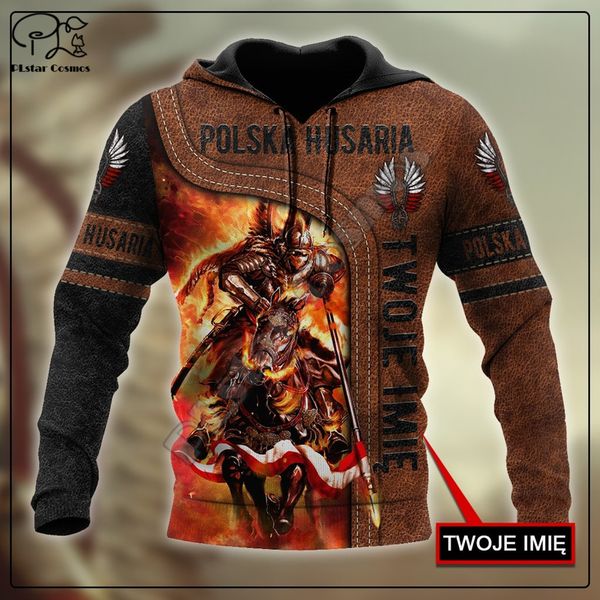 PLstar Cosmos Polish Winged Hussar Cavalier Tattoo Nombre personalizado Chándal 3DPrint Hombres Mujeres Harajuku Pullover Casual Hoodies A10 220704