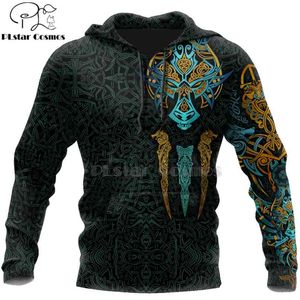 Plstar Cosmos Viking Warrior Tattoo Fashion Trainingspak Casual 3D Print Rits / Hoodie / Sweatshirt / Jasje / Mannen Stijl- 210813