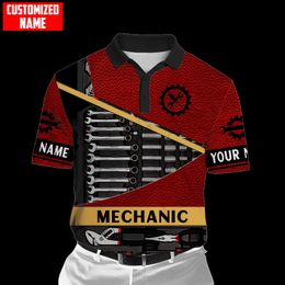 PlstAcgosmos 3Dprind Mechanic Polo Shirt Personalised Team Funny Summer Harajuku Mouwess Tees Fitness Unisex Style 1 220713